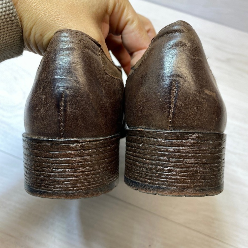 b.o.c. Women 6.5M Ankle Boots Shooties Cap Toe Brown Leather Side Zip Block Heel - Picture 4 of 7